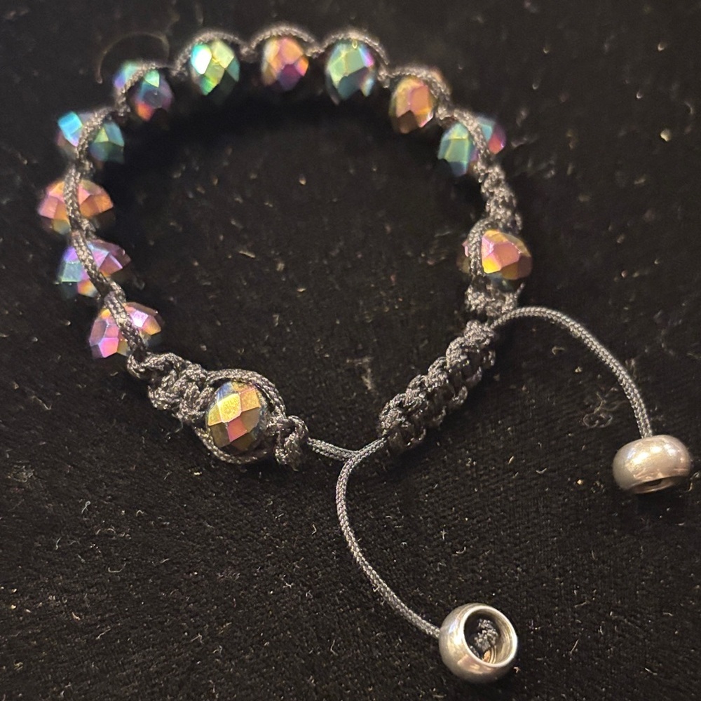 Iridescent Adjustable Beaded Bracelet
